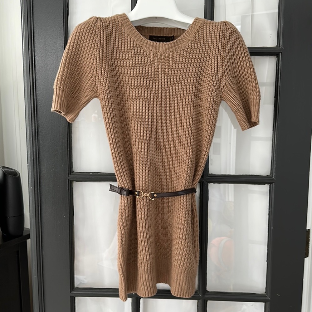 The Limited chunky knit short sleeve belted sweater
